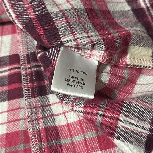 Guide Series Women’s Pink & Purple Plaid Flannel Shirt, Large - Picture 4 of 4